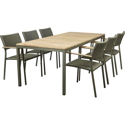 Mandalay Toscana Havebord L.197 Cm + 6 Siena, Olivengrøn Mandalay Toscana Havebord L.197 Cm + 6 Siena, Olivengrøn