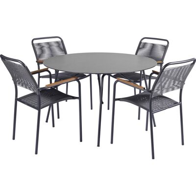 Mandalay Pure Havesæt Ø120 M/4 Verona M. Teak Armlæn Mandalay Pure Havesæt Ø120 M/4 Verona M. Teak Armlæn