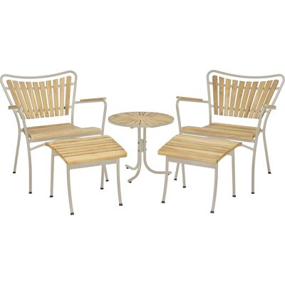 Mandalay Marguerit Loungebord Ø50+2 Stole+2 Skamler, Taupe Mandalay Marguerit Loungebord Ø50+2 Stole+2 Skamler, Taupe