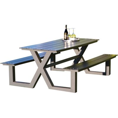 Hortus Bord-Bænkesæt X-Model, Sort Nonwood, Alu Stel Hortus Bord-Bænkesæt X-Model, Sort Nonwood, Alu Stel