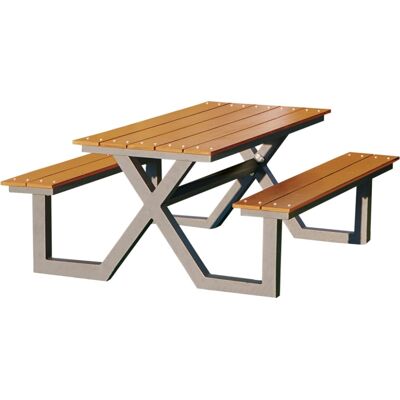 Hortus Bord-Bænkesæt X-Model, Teak Nonwood, Alu Stel Hortus Bord-Bænkesæt X-Model, Teak Nonwood, Alu Stel