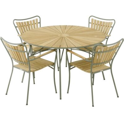 Mandalay Havenbordssæt - Ø120cm, 4 Stole, Teak & Aluminium Mandalay Havenbordssæt - Ø120cm, 4 Stole, Teak & Aluminium