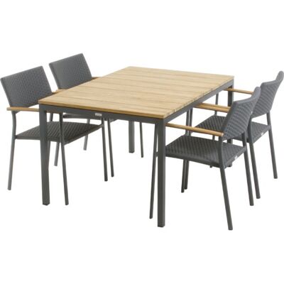 Mandalay Toscana Havebord L.132 Cm + 4 Siena, Antracit Mandalay Toscana Havebord L.132 Cm + 4 Siena, Antracit