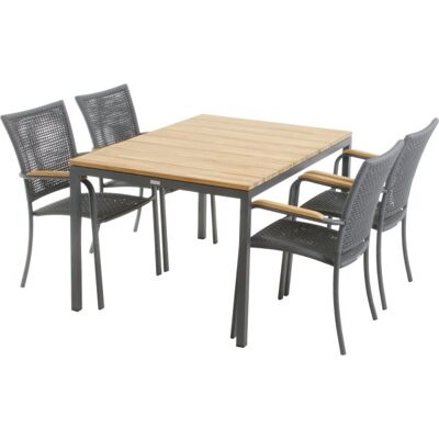 Mandalay Toscana Havebord L.132 Cm + 4 Ravello, Antracit Mandalay Toscana Havebord L.132 Cm + 4 Ravello, Antracit