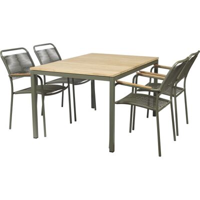 Mandalay Toscana Havebord L.132 Cm + 4 Verona, Olivengrøn Mandalay Toscana Havebord L.132 Cm + 4 Verona, Olivengrøn