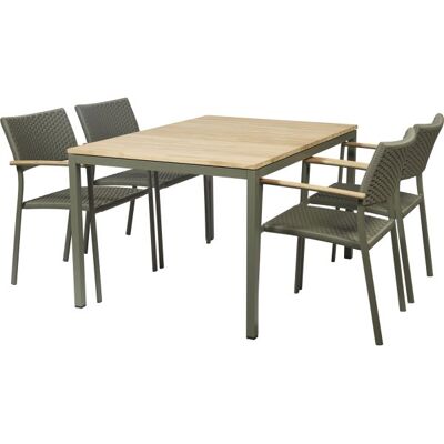 Mandalay Toscana Havebord L.132 Cm + 4 Siena, Olivengrøn Mandalay Toscana Havebord L.132 Cm + 4 Siena, Olivengrøn