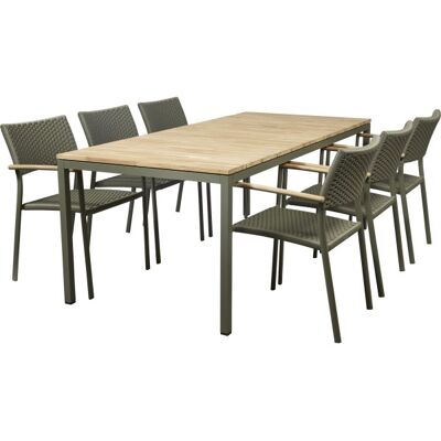 Mandalay Toscana Havebord L.197 Cm + 6 Siena, Olivengrøn Mandalay Toscana Havebord L.197 Cm + 6 Siena, Olivengrøn