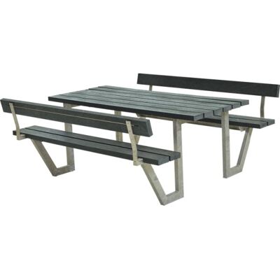 Plus Wega Bord/bænkesæt M/ryglæn Grå Retex 177 Cm Plus Wega Bord/bænkesæt M/ryglæn Grå Retex 177 Cm