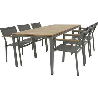 Mandalay Toscana Havebord L.197 Cm + 6 Elba, Olivengrøn Mandalay Toscana Havebord L.197 Cm + 6 Elba, Olivengrøn