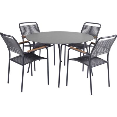 Mandalay Pure Havesæt Ø120 M/4 Verona M. Teak Armlæn Mandalay Pure Havesæt Ø120 M/4 Verona M. Teak Armlæn