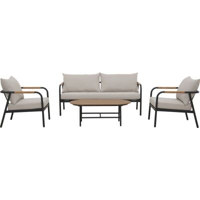 Envy Olga Sofasæt 4 Dele Med Hynder, Sort/teak Envy Olga Sofasæt 4 Dele Med Hynder, Sort/teak