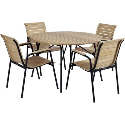 Mandalay Magnolia Havebord Ø110 Cm + 4 Bellevue, Antracit Mandalay Magnolia Havebord Ø110 Cm + 4 Bellevue, Antracit