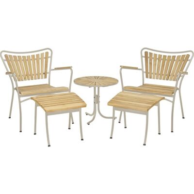 Mandalay Marguerit Loungebord Ø50+2 Stole+2 Skamler, Taupe Mandalay Marguerit Loungebord Ø50+2 Stole+2 Skamler, Taupe