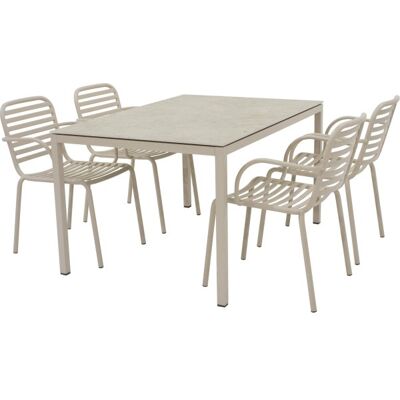 Mandalay Terra Havebord L132cm + 4 Stole Ivy Pipe, Taupe Mandalay Terra Havebord L132cm + 4 Stole Ivy Pipe, Taupe