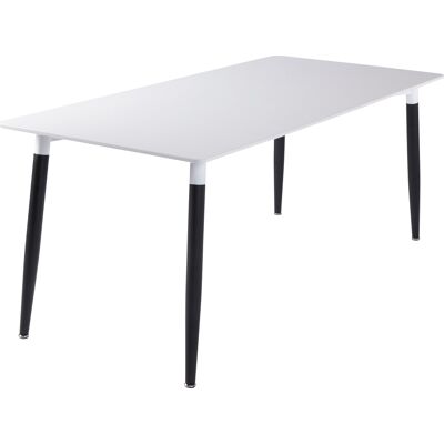 Scandi Room Mødebord 180x80 Cm, Hvidt M/ Sort Metal Stel Scandi Room Mødebord 180x80 Cm, Hvidt M/ Sort Metal Stel