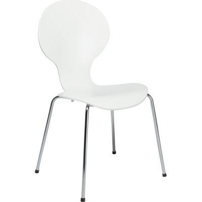 Scandi Comfort Kantinestol Hvid Med Krom Stel Scandi Comfort Kantinestol Hvid Med Krom Stel