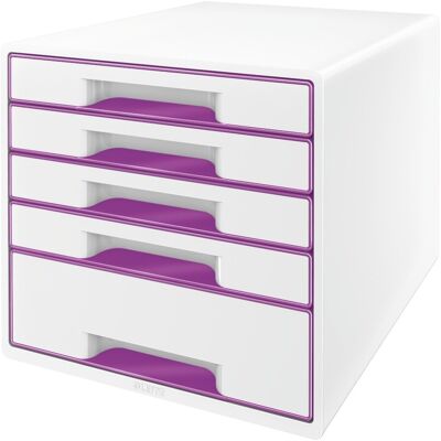 Leitz Wow Skuffekabinet 5 Rum Hvid/lilla Leitz Wow Skuffekabinet 5 Rum Hvid/lilla