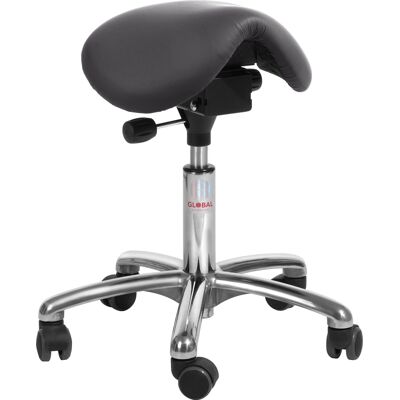 Global Mini Sadelstol, Sort, Kunstlæder, 51-64 Cm, Alu Global Mini Sadelstol, Sort, Kunstlæder, 51-64 Cm, Alu