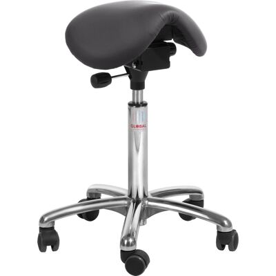 Global Mini Sadelstol, Sort, Kunstlæder, 60-79 Cm, Alu Global Mini Sadelstol, Sort, Kunstlæder, 60-79 Cm, Alu