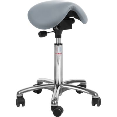Global Mini Sadelstol, Lyseblå, Kunstlæder, 60-79 Cm, Alu Global Mini Sadelstol, Lyseblå, Kunstlæder, 60-79 Cm, Alu