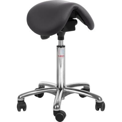 Global Dalton Sadelstol, Sort, Kunstlæder, 60-79 Cm, Alu Global Dalton Sadelstol, Sort, Kunstlæder, 60-79 Cm, Alu