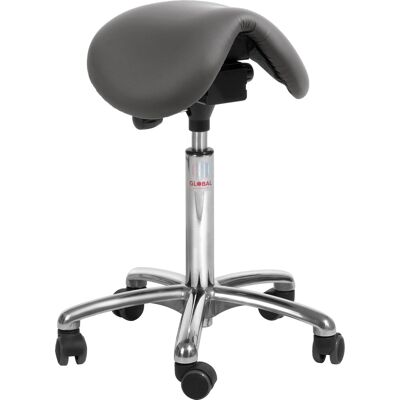 Global Dalton Sadelstol, Mørkegrå, K.Læder, 60-79 Cm, Alu Global Dalton Sadelstol, Mørkegrå, K.Læder, 60-79 Cm, Alu
