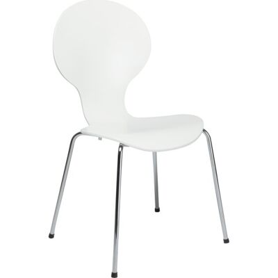 Scandi Comfort Kantinestol Hvid Med Krom Stel Scandi Comfort Kantinestol Hvid Med Krom Stel