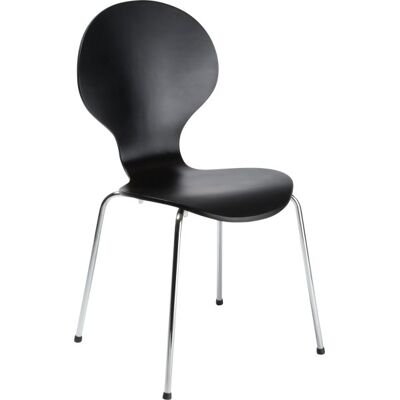 Scandi Comfort Kantinestol Sort Med Krom Stel Scandi Comfort Kantinestol Sort Med Krom Stel