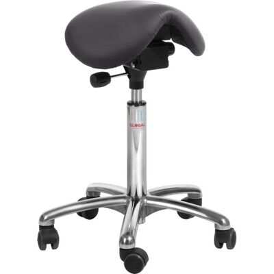 Global Mini Sadelstol, Sort, Kunstlæder, 60-79 Cm, Alu Global Mini Sadelstol, Sort, Kunstlæder, 60-79 Cm, Alu