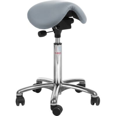 Global Mini Sadelstol, Lyseblå, Kunstlæder, 60-79 Cm, Alu Global Mini Sadelstol, Lyseblå, Kunstlæder, 60-79 Cm, Alu
