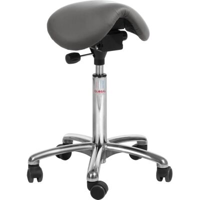 Global Mini Sadelstol, Mørkegrå, K.Læder, 60-79 Cm, Alu Global Mini Sadelstol, Mørkegrå, K.Læder, 60-79 Cm, Alu