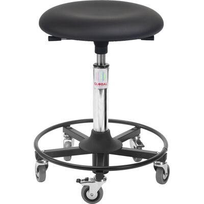 Global Montørstol, Sort, Kunstlæder, 58-84 Cm, Fodring Global Montørstol, Sort, Kunstlæder, 58-84 Cm, Fodring