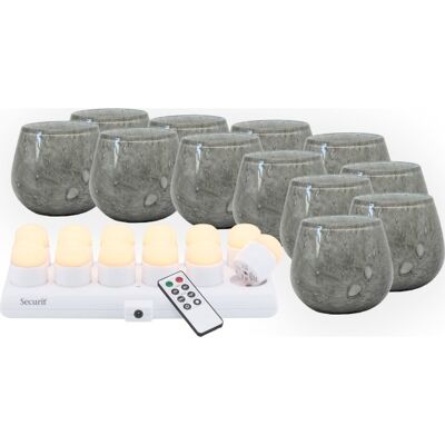 Securit® Luna Grå Glasstage M/hvid Led, 12 Stk Securit® Luna Grå Glasstage M/hvid Led, 12 Stk