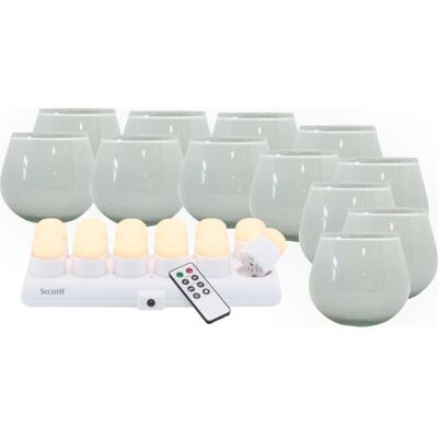 Securit® Luna Hvid Glasstage M/hvid Led, 12 Stk Securit® Luna Hvid Glasstage M/hvid Led, 12 Stk