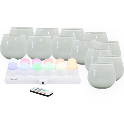 Securit® Luna Hvid Glasstage M/farve Led, 12 Stk Securit® Luna Hvid Glasstage M/farve Led, 12 Stk