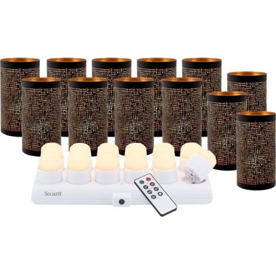 Securit® Ibiza Metalstager M/hvid Led, 12 Stk Securit® Ibiza Metalstager M/hvid Led, 12 Stk