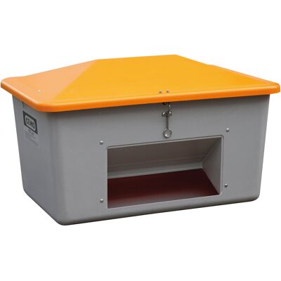 CEMO Salt-/sandbeholder 2200 L, Bundåbning, Grå/orang CEMO Salt-/sandbeholder 2200 L, Bundåbning, Grå/orang