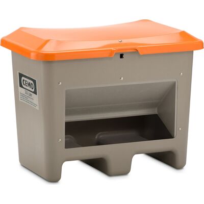 CEMO Salt-/sandbeholder 200 L,Bund-/gaffelåb,Grå/orange CEMO Salt-/sandbeholder 200 L,Bund-/gaffelåb,Grå/orange
