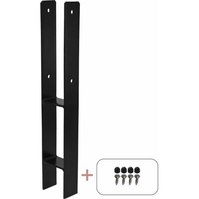 Plus H-Stolpefod 60 Cm, Til 9x9 Cm. Stolper, Sort Plus H-Stolpefod 60 Cm, Til 9x9 Cm. Stolper, Sort