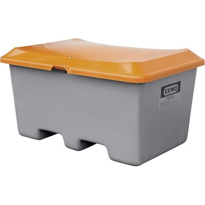 CEMO Salt-/sandbeholder 400 L, Gaffelåbning, Grå/orange CEMO Salt-/sandbeholder 400 L, Gaffelåbning, Grå/orange