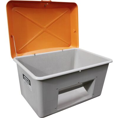 CEMO Salt-/sandbeholder 200 L, Bundåbning, Grå/orange CEMO Salt-/sandbeholder 200 L, Bundåbning, Grå/orange