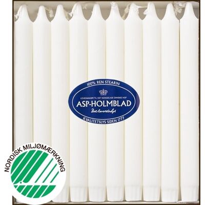 ASP-Holmblad Kronelys, Ren Stearin, 24 Cm, 20 Stk., Hvid ASP-Holmblad Kronelys, Ren Stearin, 24 Cm, 20 Stk., Hvid