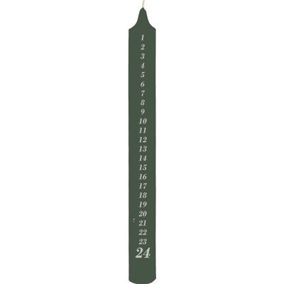 Asp-Holmblad Kalenderlys 3x30 Cm, Mosgrøn M. Sølvt Asp-Holmblad Kalenderlys 3x30 Cm, Mosgrøn M. Sølvt