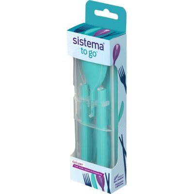 Sistema To Go Bestik, Kniv/gaffel/ske, Teal Sistema To Go Bestik, Kniv/gaffel/ske, Teal