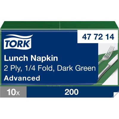 Tork Frokostserviet, 2-Lag, Grøn, 200 Stk Tork Frokostserviet, 2-Lag, Grøn, 200 Stk