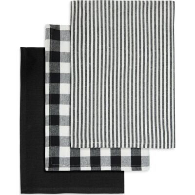 Engholm Viskestykker, Bomuld, 50x70cm, Sort, 3 Stk Engholm Viskestykker, Bomuld, 50x70cm, Sort, 3 Stk