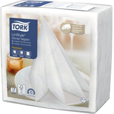 Tork Linstyle Middagsserviet, Hvid, 50 Stk. Tork Linstyle Middagsserviet, Hvid, 50 Stk.