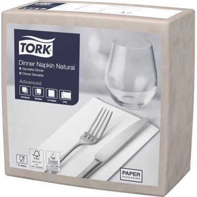 Tork Middagsserviet, 2-Lag, Natur, 150 Stk. Tork Middagsserviet, 2-Lag, Natur, 150 Stk.