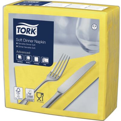 Tork Middagsserviet, 3-Lag, Gul, 100 Stk. Tork Middagsserviet, 3-Lag, Gul, 100 Stk.