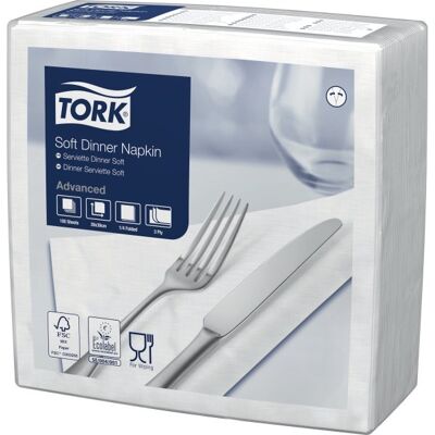 Tork Middagsserviet, 3-Lag, Hvid, 100 Stk. Tork Middagsserviet, 3-Lag, Hvid, 100 Stk.
